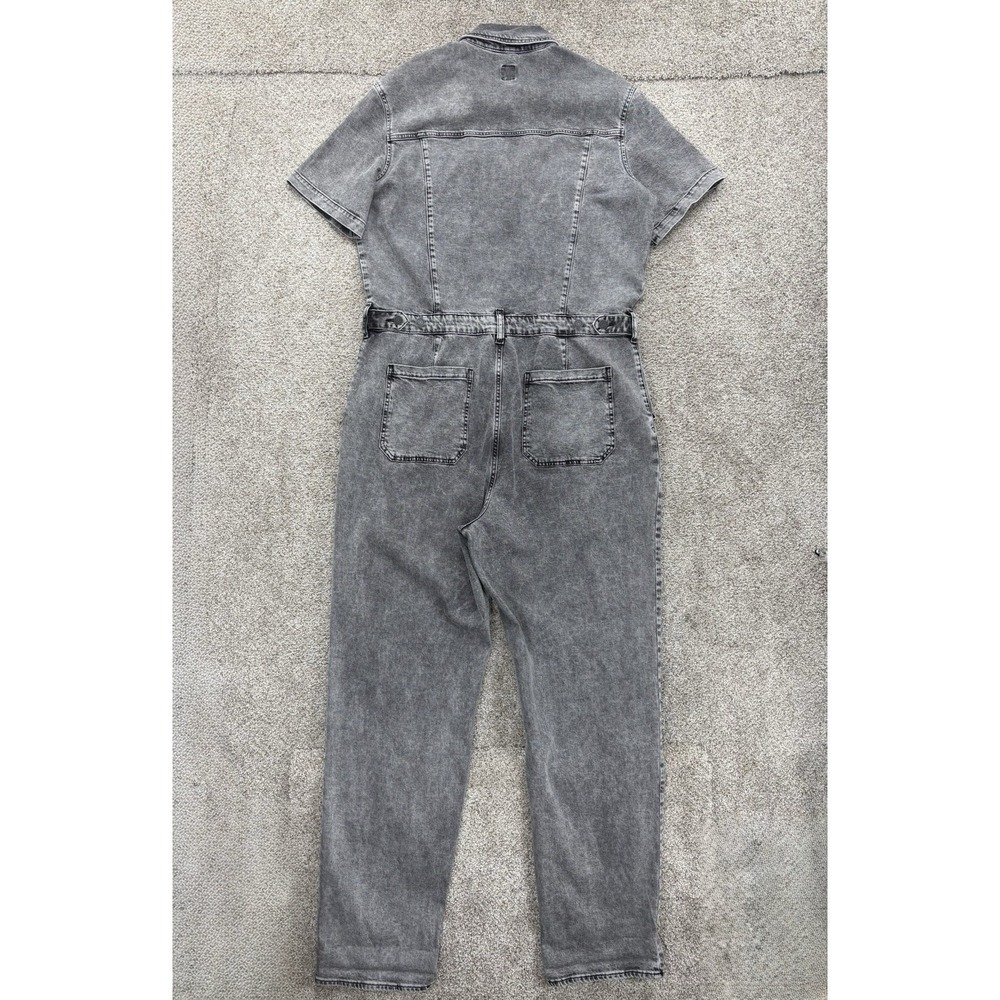 GAP Short Sleeve Denim Jumpsuit Women's Size 16 Tall Gray Black Wash Stretch EUC - Picture 5 of 16
